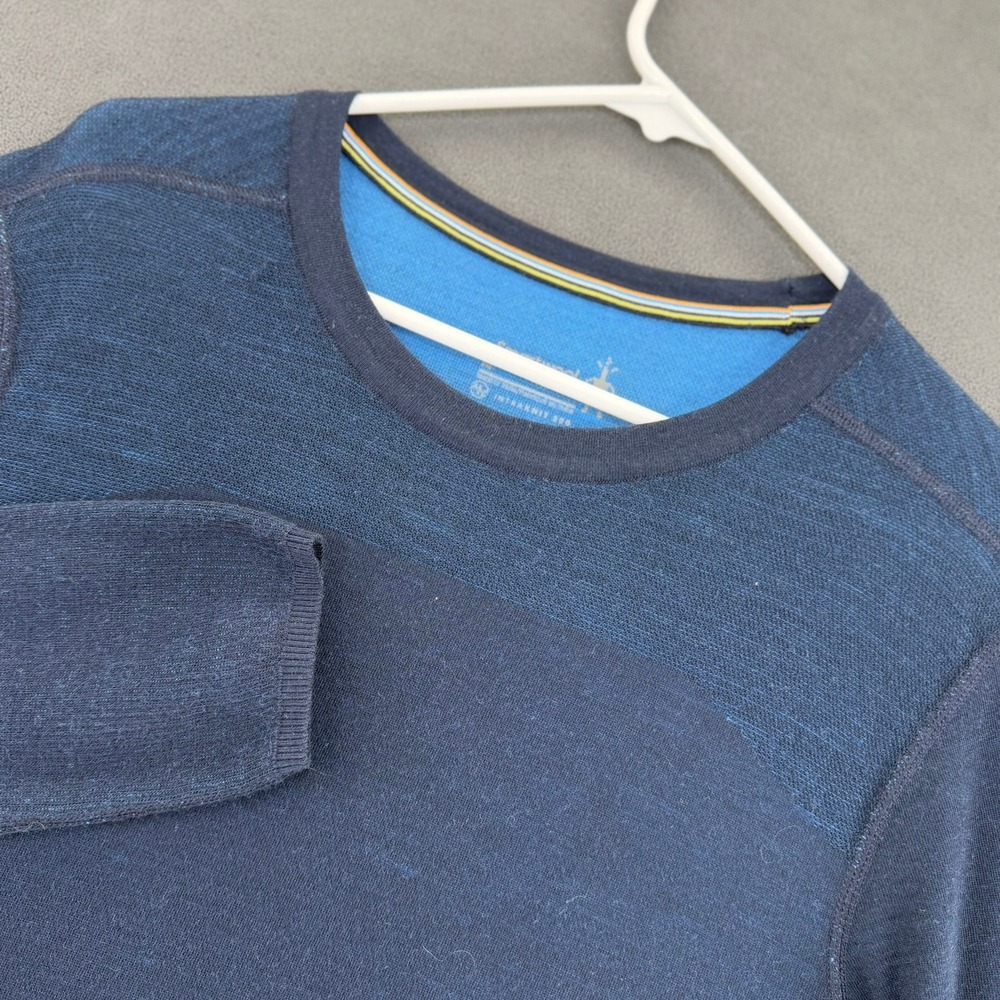 Smartwool Intraknit Merino 200 Base Layer Mens Medium Navy Blue Crew Neck Top